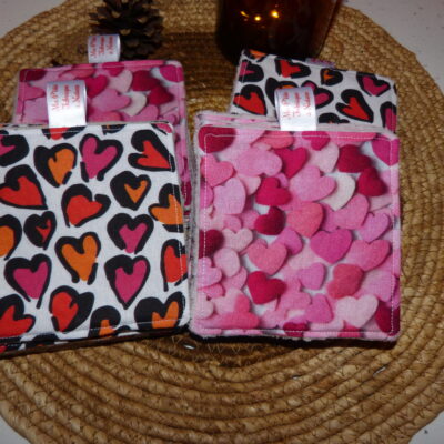 7 lingettes lavables "Collection Valentine"