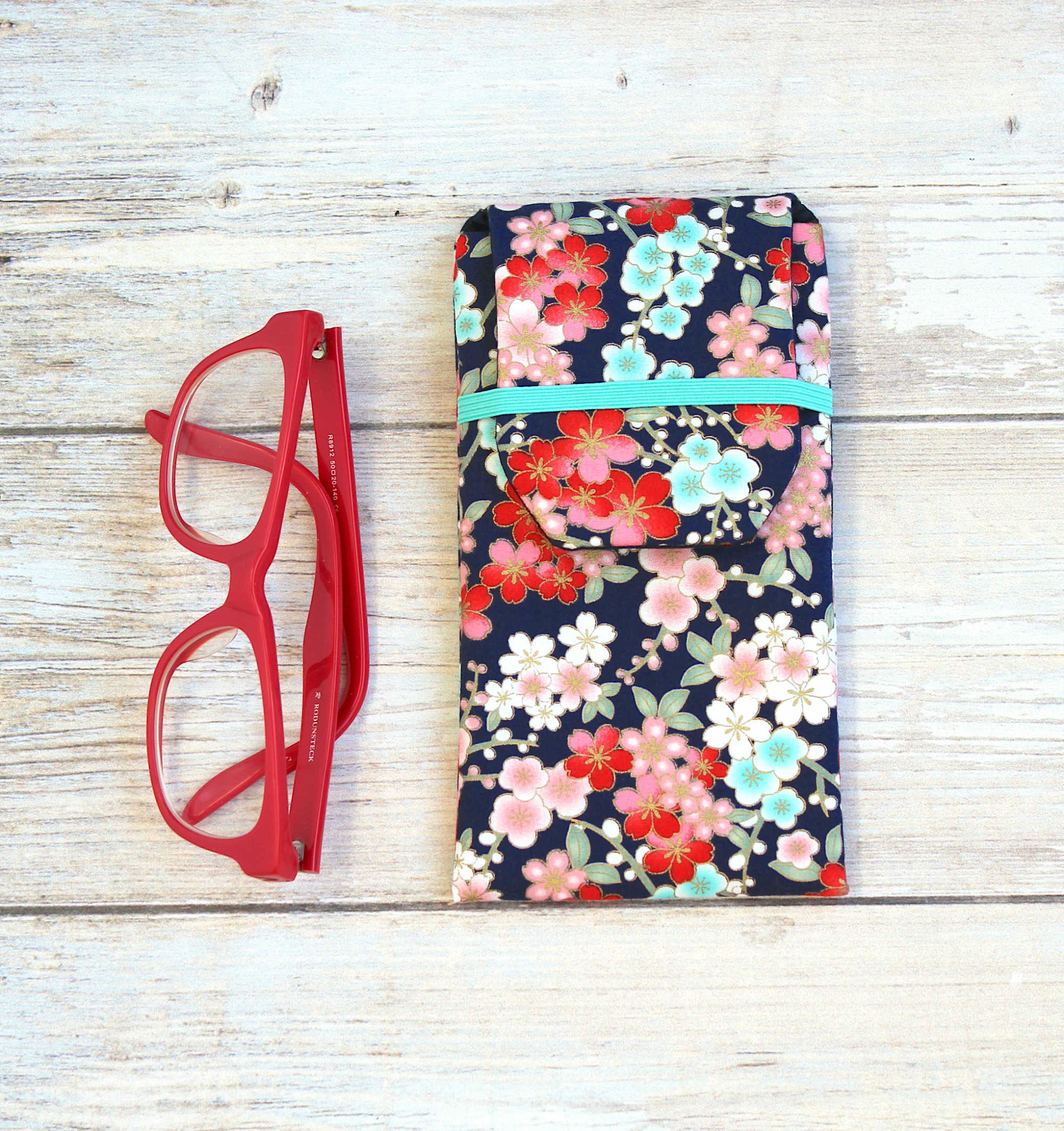 Étui à lunettes tissu japonais papillons, pochette lunettes molletonnée, accessoire japonais – Image 5