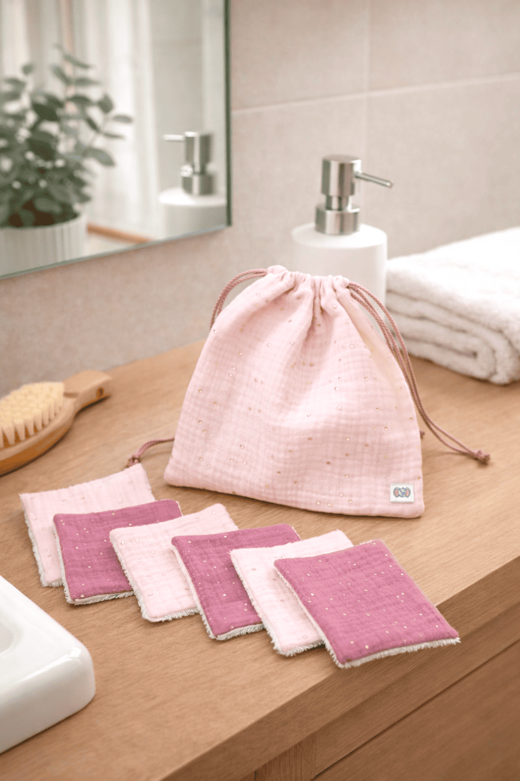 pochon lot de lingettes lavables