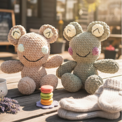 Doudou Grenouille fait main au crochet - Cadeau naissance original et doux - Peluche amigurumi personnalisable