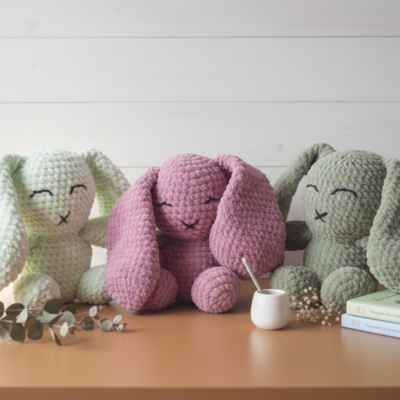 Doudou Lapin au crochet pour nouveau-né - Idée cadeau naissance fille ou garçon - Peluche faite main ultra douce