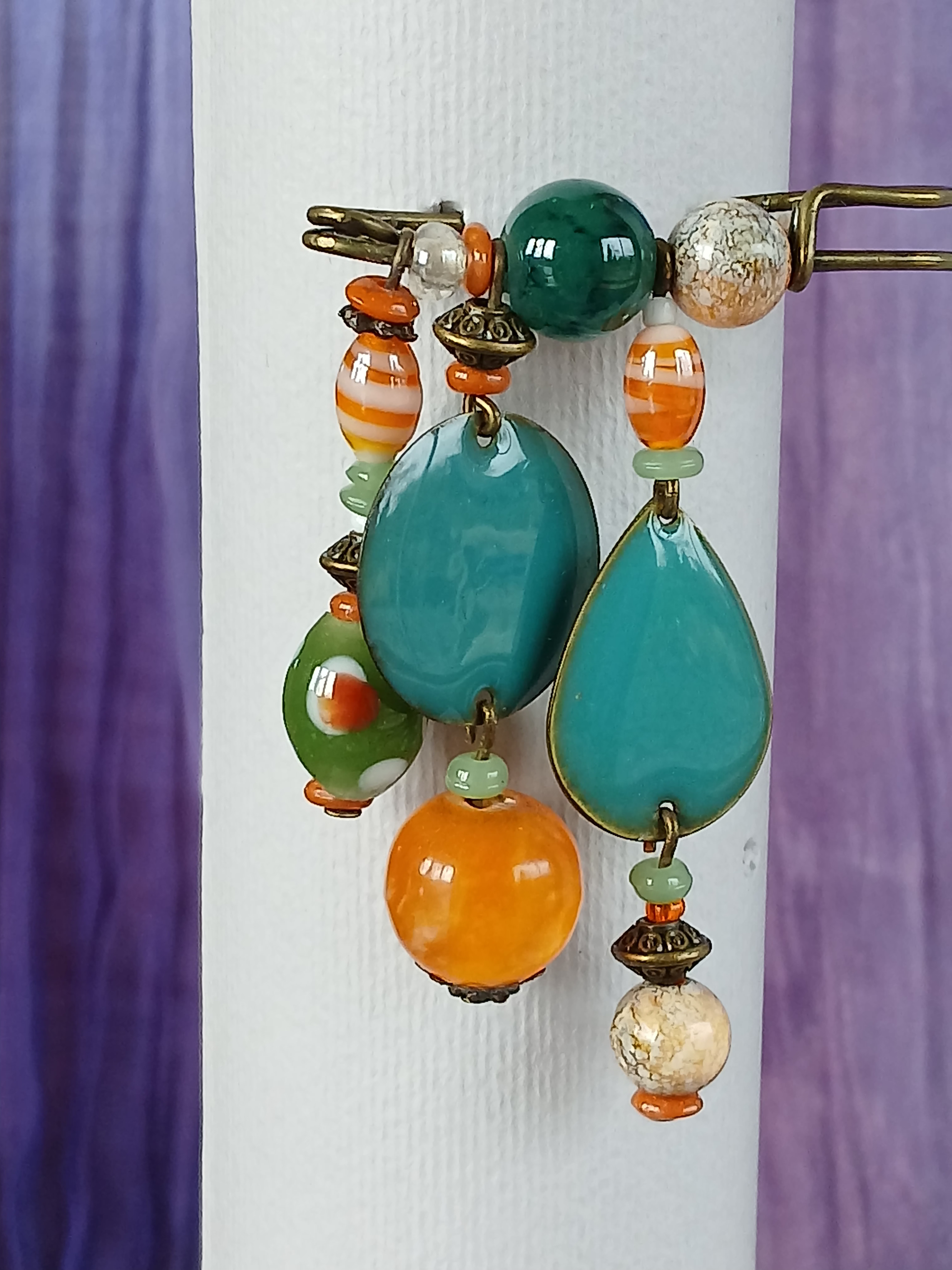 Boche bohème chic orange et vert