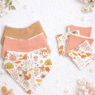 bavoirs bandana + lingettes lavables