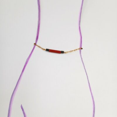 Bracelet upcyclé pièce unique perle rouille et gris anthracite