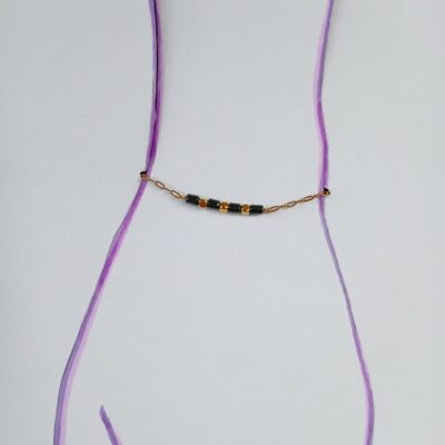 Bracelet upcyclé Pièce unique perles anthracite métallisé