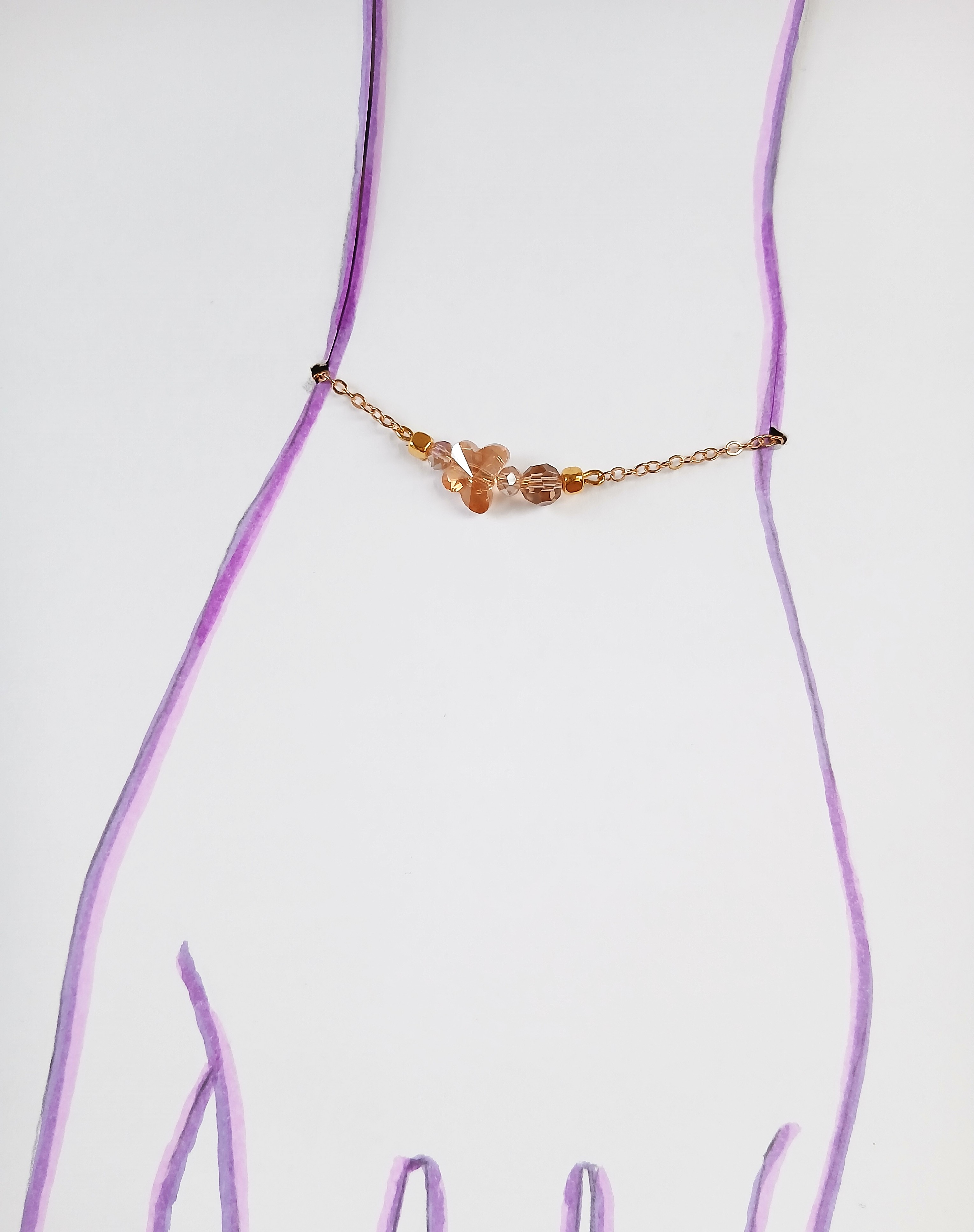 bracelet upcyclé pièce unique papillon rose