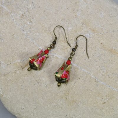 Boucles d'Oreilles Origami Bouton de lotus