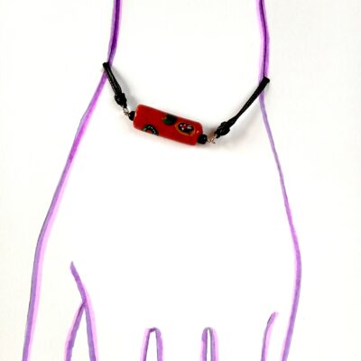 Bracelet upcyclé pièce unique perle carmin