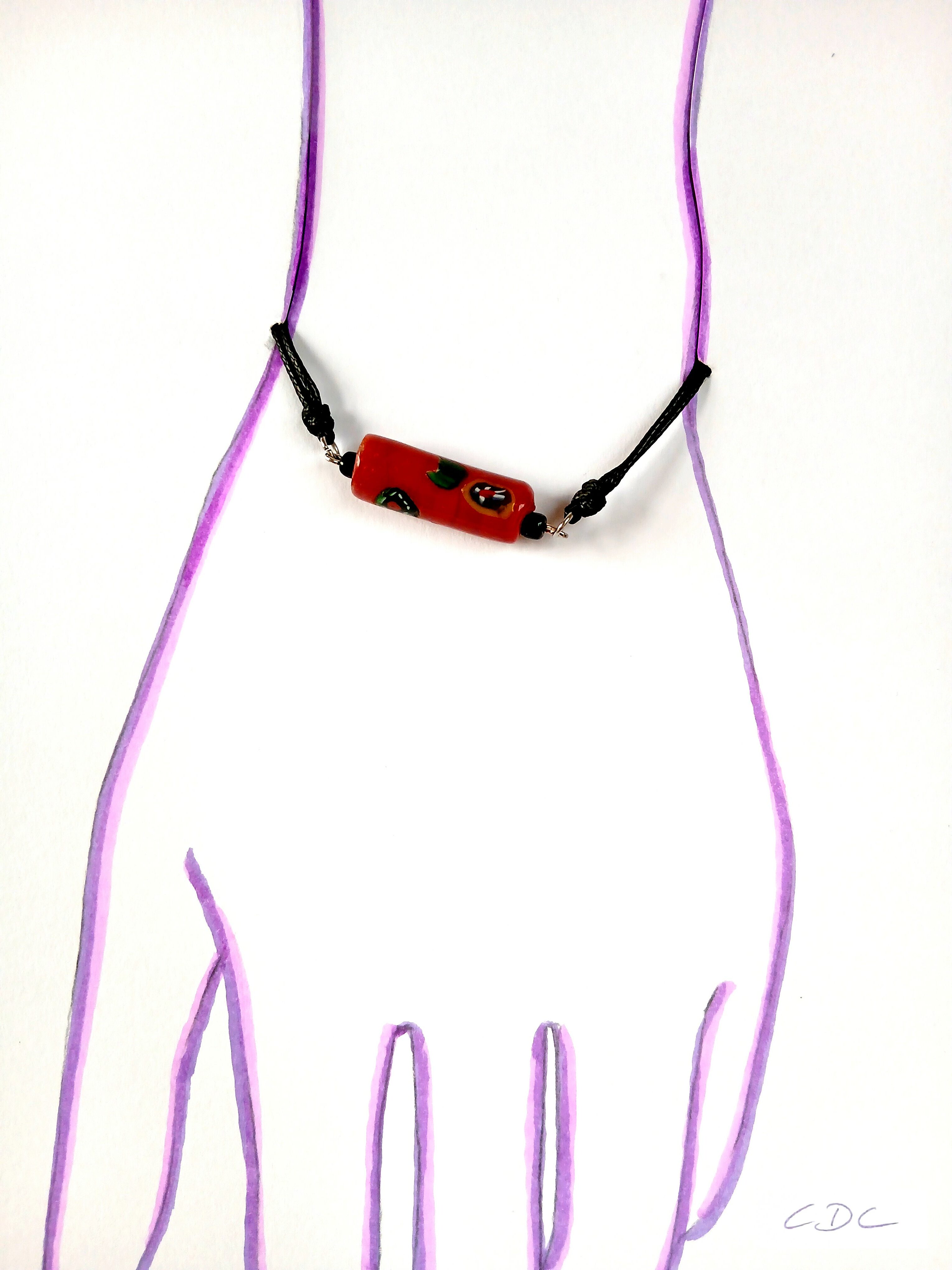 Bracelet upcyclé pièce unique perle carmin