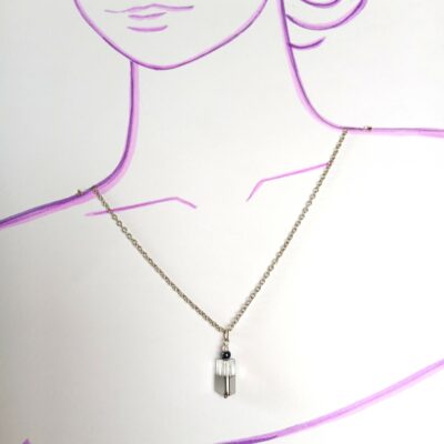 Collier upcyclé chaine argent petit pendentif prisme de verre