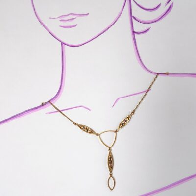Collier upcyclé doré - Pièce unique - filigrane vintage
