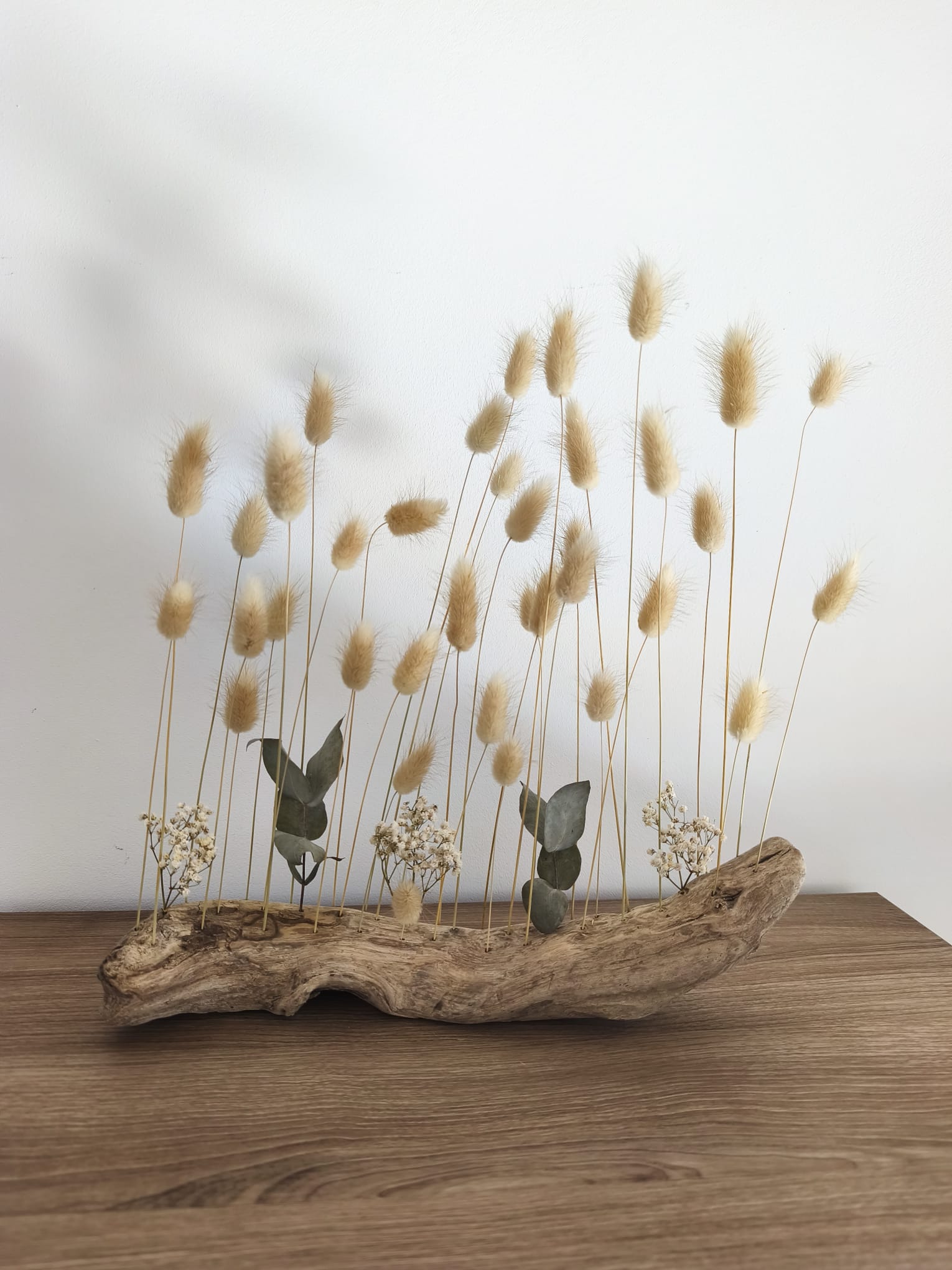 Déco Nature en Bois Flotté et Fleurs Séchées Lagurus - Style Japandi & Bohème – Image 2