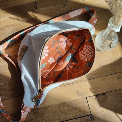 Sac banane nature sauvage upcyclé jean bleu blanc