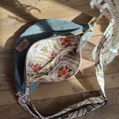 Sac banane nature verte upcyclé avec pantalon velours kaki