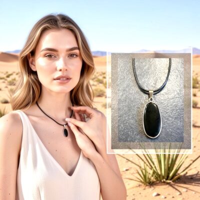 Collier onyx noir avec monture dorée – pierre naturelle élégante