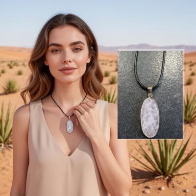 Collier quartz rose avec monture dorée – pendentif pierre naturelle