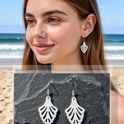 Boucles d’oreilles Feuille Ivoire