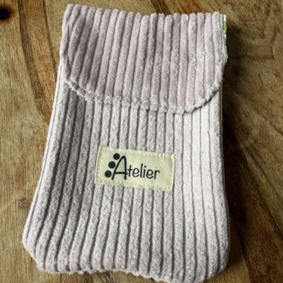 Pochette infirmière velours côtelé rose pour terminal carte Vital ou dispositif médical (type diabète)