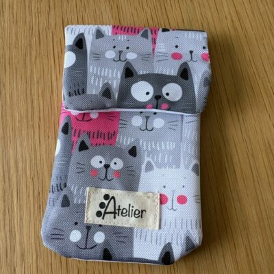 Pochette infirmière en coton enduit motif chats