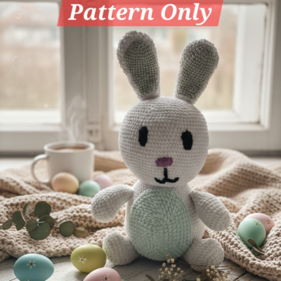 Patron crochet lapin de pâques 40cm, Tutoriel PDF amigurumi grand lapin. Modèle crochet débutant et intermédiaire, DIY doudou lapin geant
