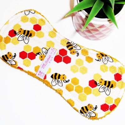 Protège-slip lavable sans ailettes ABEILLE (Fin & discret : 19 cm) - Zéro déchet - PSL - Protège-slip en coton ado fille femme - Hygiène intime féminine