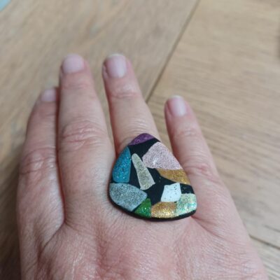 Bague fantaisie polymère Arlequin