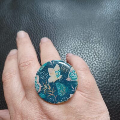 Bague fantaisie polymère Papillons