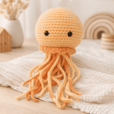 doudou pieuvre crochet coton orange