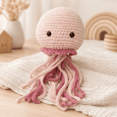 doudou pieuvre crochet coton rose