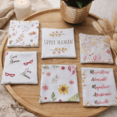 lingettes lavables fête des mères flleuri