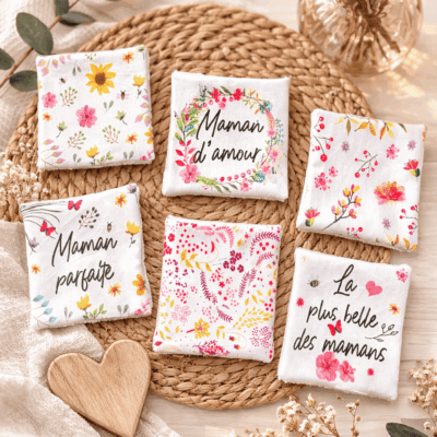lingettes lavables fête des mères flleuri