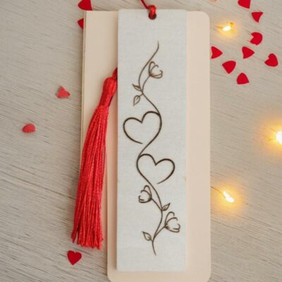 marque page double coeur bois fait main