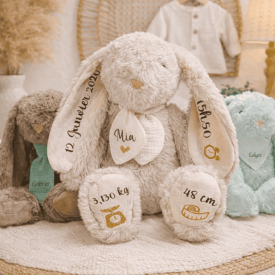 doudou lapin souvenir naissance personnalisé