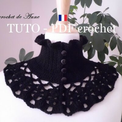 TUTO CROCHET - Tour de cou de style Victorien , orné de bordures ondulées , facile à réaliser !