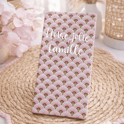 Protège livret de famille eventails roses