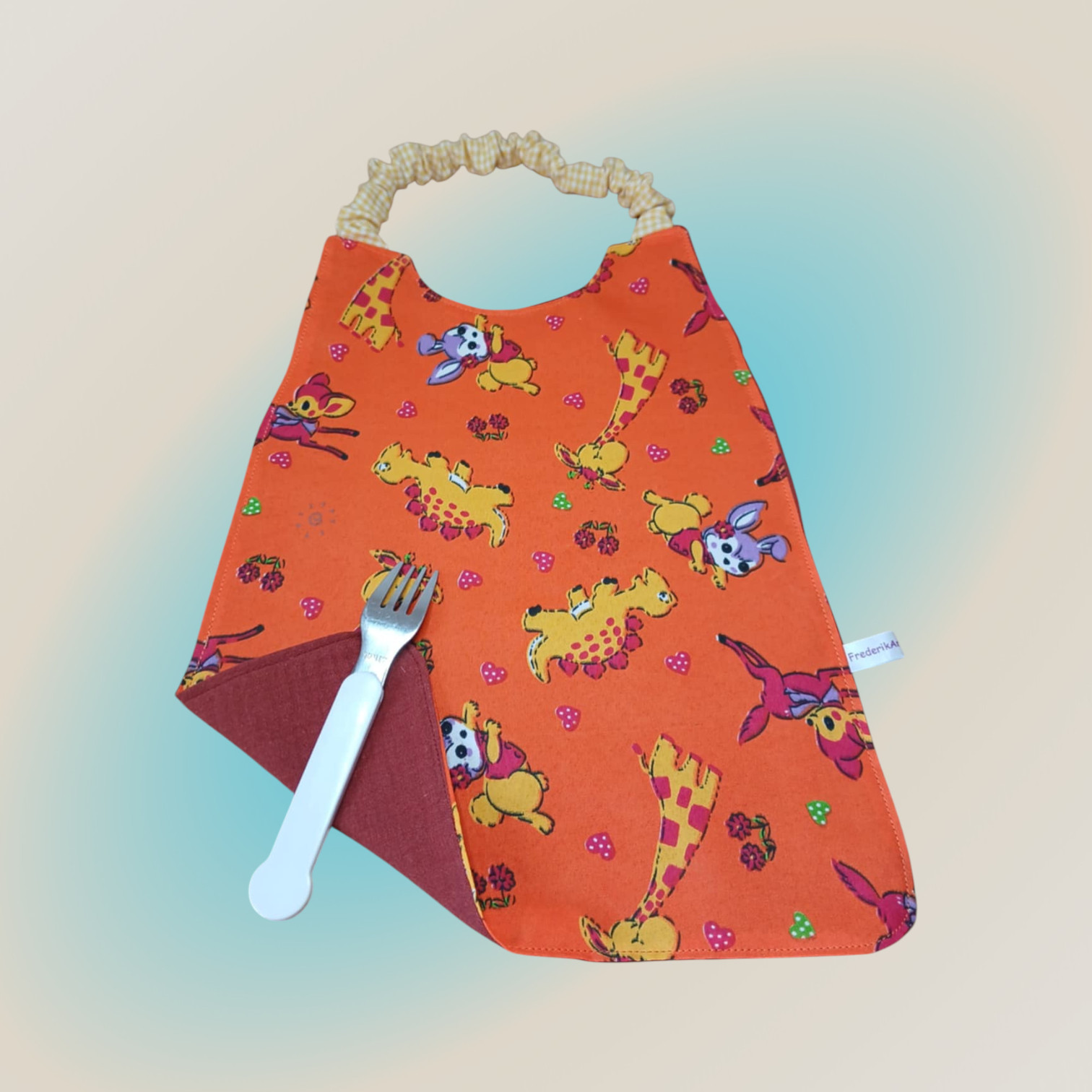 Serviette de table enfant, bavoir maternelle, doublé de coton double gaze – Image 3