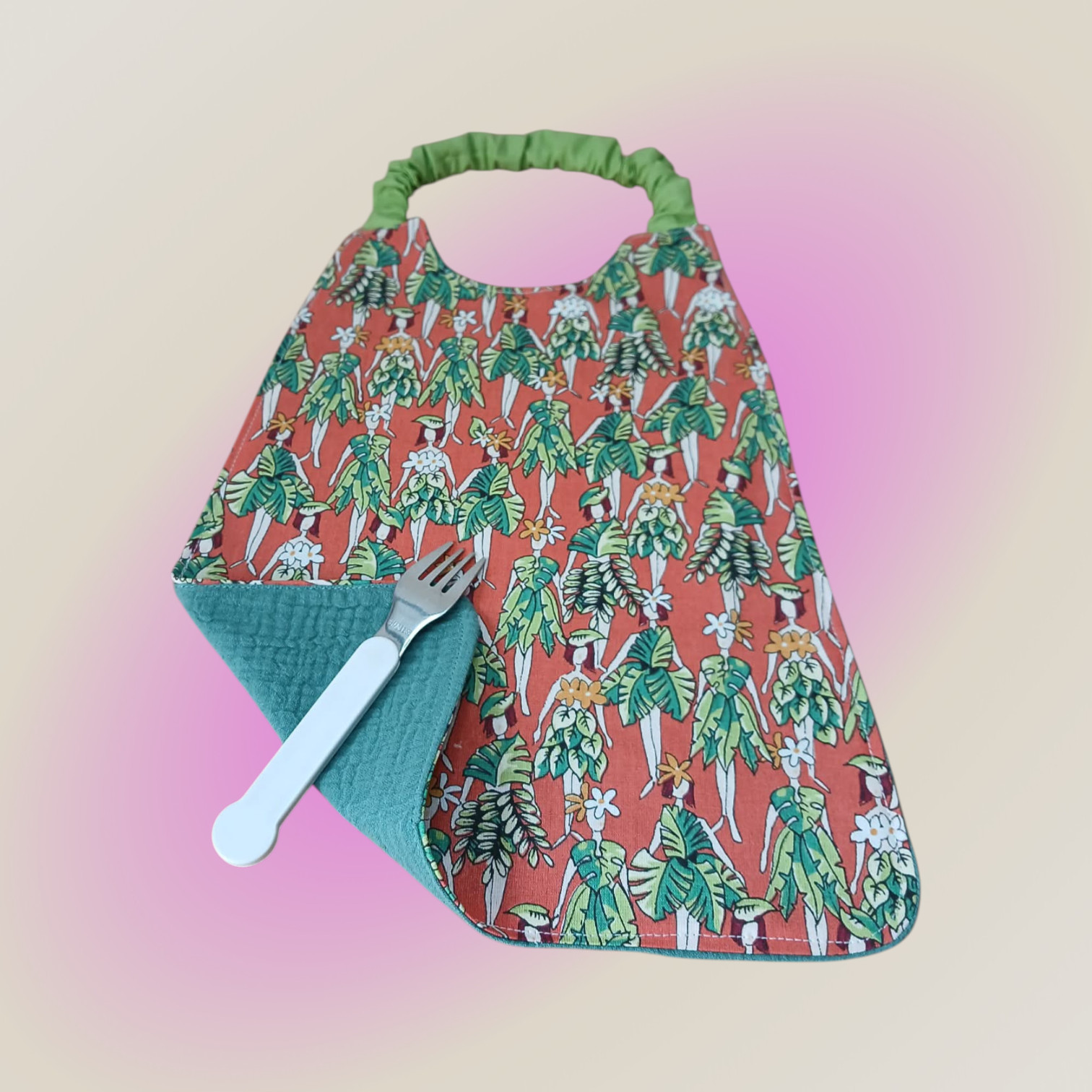 Serviette de table enfant, bavoir maternelle, doublé de coton double gaze – Image 2