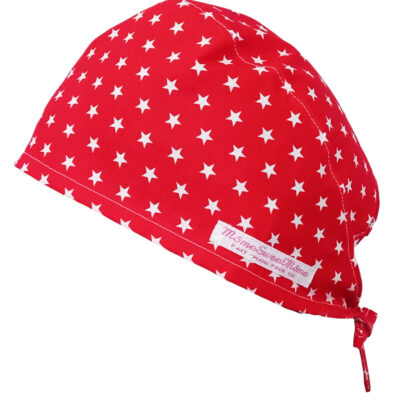 Calot de bloc couvrant - ETOILES (ROUGE) - bloc opératoire- chirurgien- dentiste - sage-femme - infirmière - anesthésiste - calot médical - Pharmacien - Pâtisserie