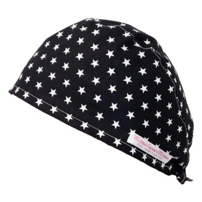 Calot de bloc couvrant - ETOILES (NOIR) - bloc opératoire- chirurgien- dentiste - sage-femme - infirmière - anesthésiste - calot médical - Pharmacien - Pâtisserie