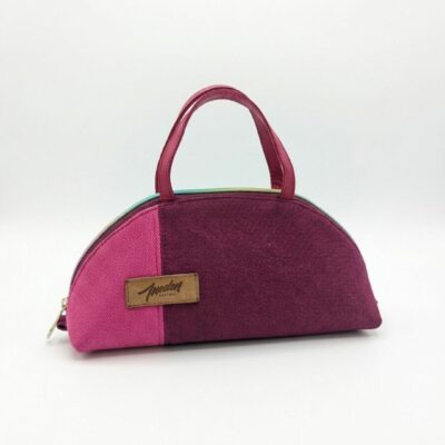 Trousse zippée avec anses bordeaux et fushia