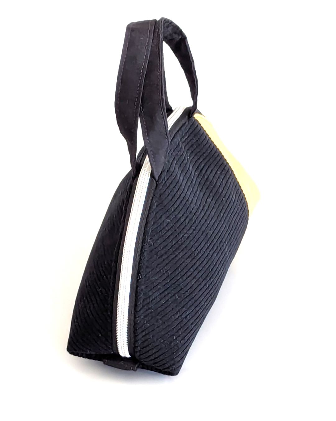 trousse zippée demi lune noire velours