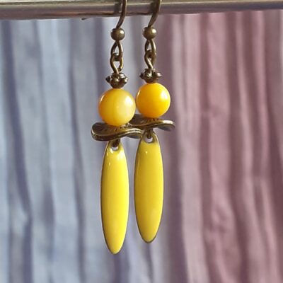Boucles d'oreilles upcyclées bronze vieilli et jaune d'or