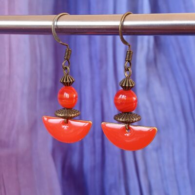 Boucles d'oreilles Bohême Vintage rouge vif