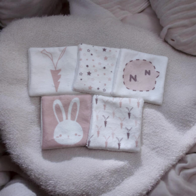 Lot de 5 lingettes lavables bébé – Éponge bambou Oeko-Tex – Douces et réutilisables – 10x10 cm