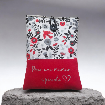 Pochette livre personnalisée – Protège livre, tablette ou liseuse – Cadeau fête des mères – Housse molletonnée en coton