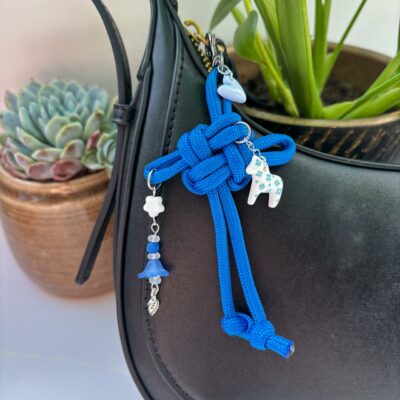 porte-cles corde polypropylène et pendentifs en pate polymère