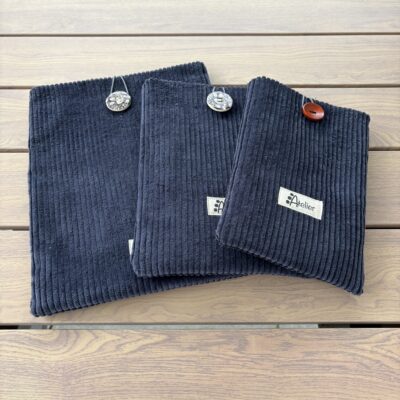 Pochette à livre molletonné en velours côtelé gris foncé taille l, M et S Intérieur coton instrument de musique