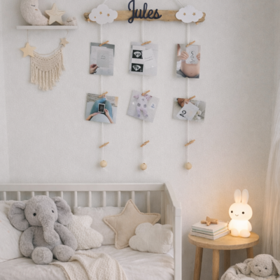 Porte photos chambre bébé personnalisé, cartes étapes, cadeau de naissance ou baby shower