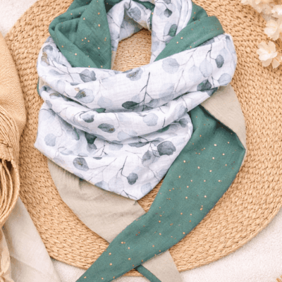 chèche feuilles eucalyptus vert gris