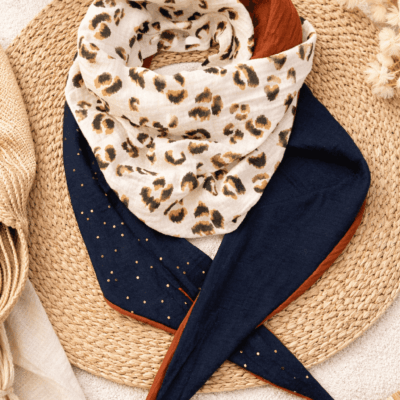 chèche léopard marron noir